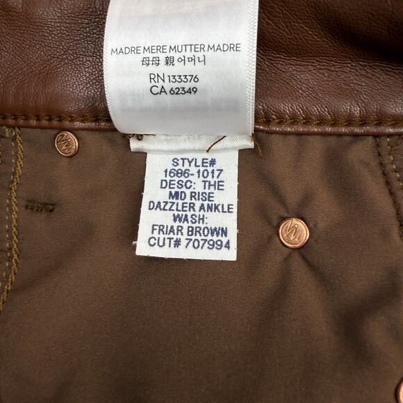 MOTHER The Mid Rise Dazzler Ankle Faux Leather Pant In Friar Brown Size 27 - Picture 7 of 11